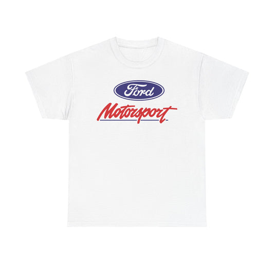 Ford Motor Company Motorsport White Heavy Cotton Unisex T-Shirt