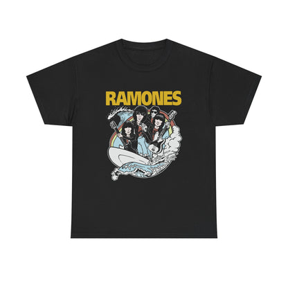 RAMONES 1970s Punk Rock Music Band Black Heavy Cotton Unisex T-Shirt