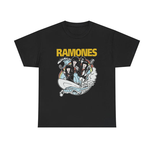 RAMONES 1970s Punk Rock Music Band Black Heavy Cotton Unisex T-Shirt