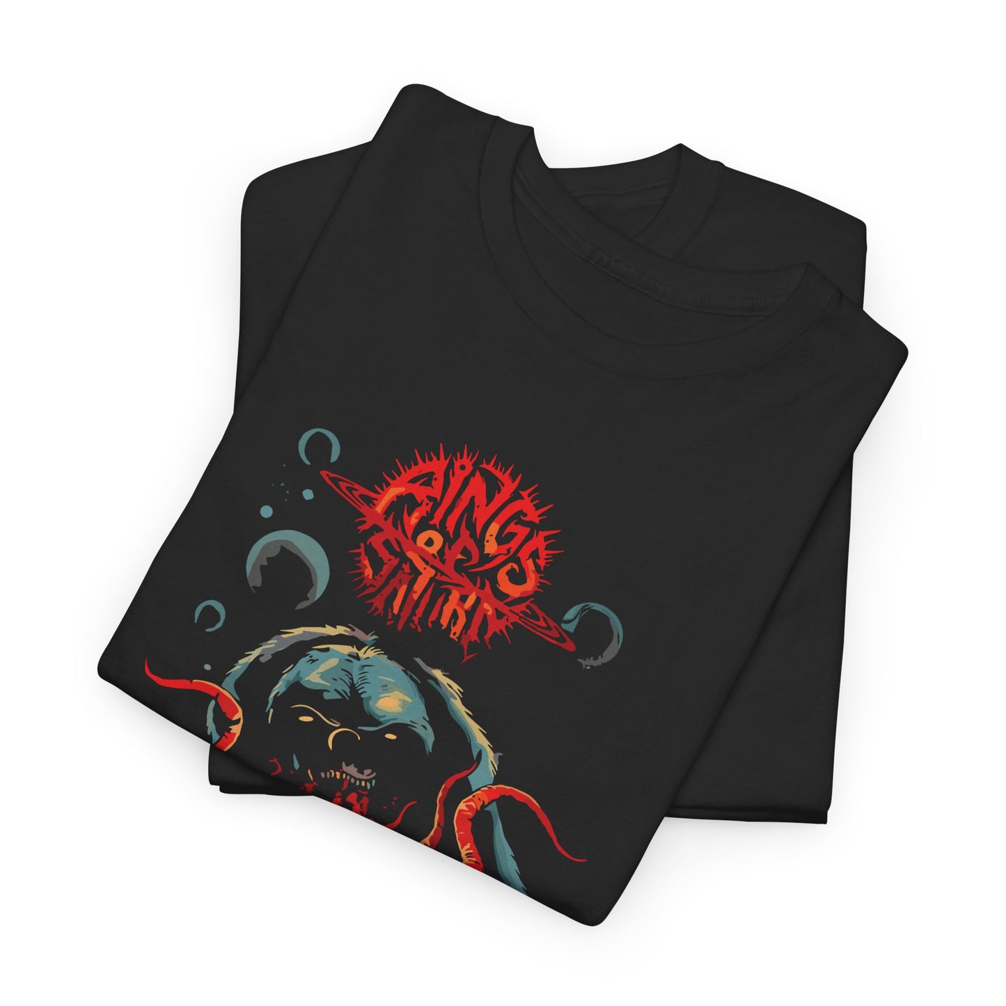 RINGS OF SATURN Summer Slaughter Tour 2000s Deathcore Music Band Black Heavy Cotton Unisex T-Shirt