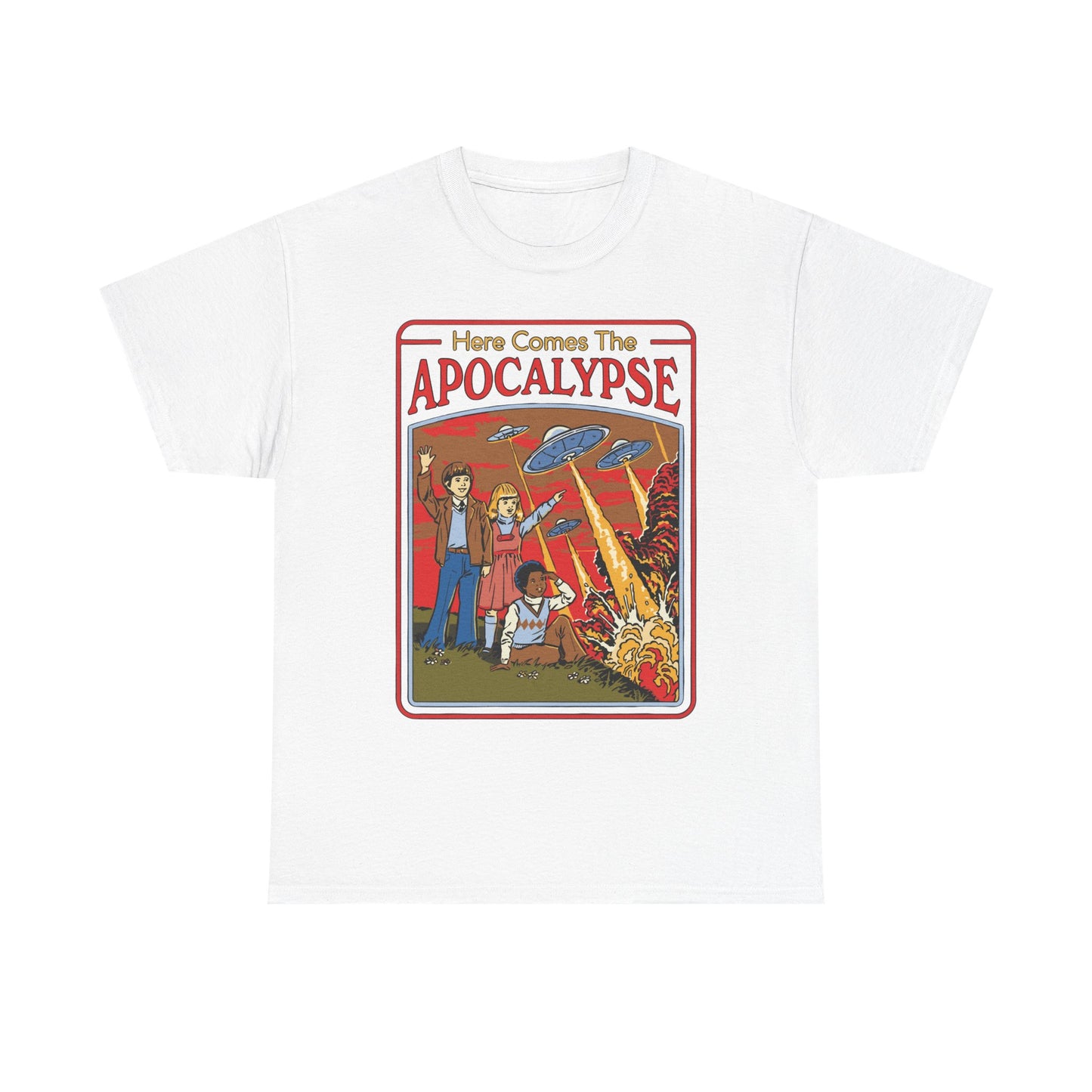 Here Comes The Apocalypse Funny Retro Heavy Cotton Unisex T-Shirt