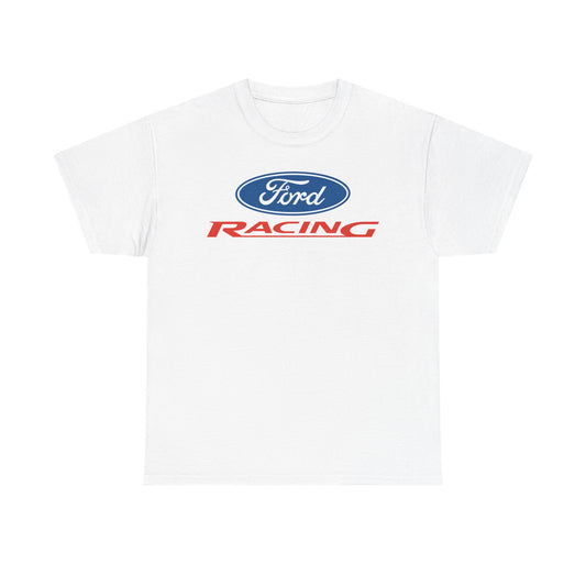 Ford Motor Company Racing White Heavy Cotton Unisex T-Shirt