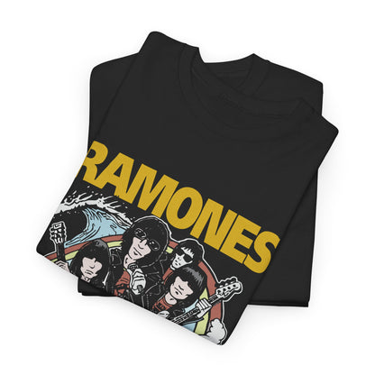 RAMONES 1970s Punk Rock Music Band Black Heavy Cotton Unisex T-Shirt