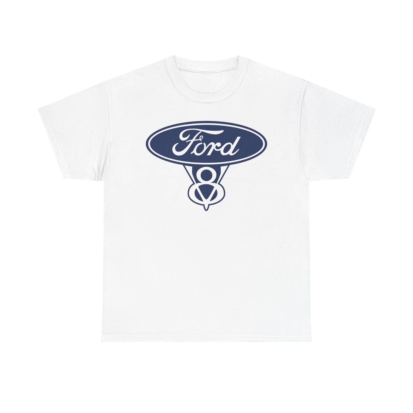 Ford Motor Company V8 White Heavy Cotton Unisex T-Shirt