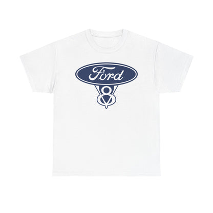 Ford Motor Company V8 White Heavy Cotton Unisex T-Shirt