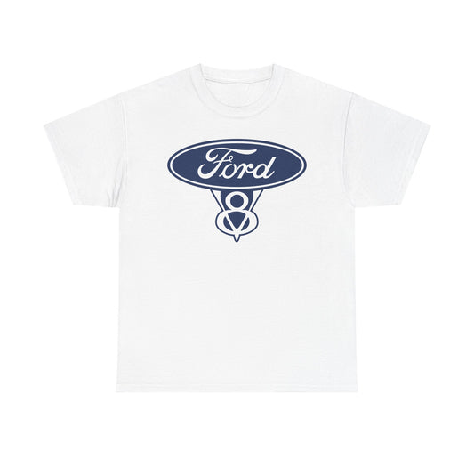 Ford Motor Company V8 White Heavy Cotton Unisex T-Shirt